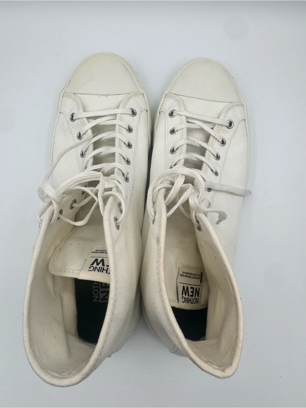 Nothing New White High Top Sneakers Sustainable Canvas Men’s 10.5
